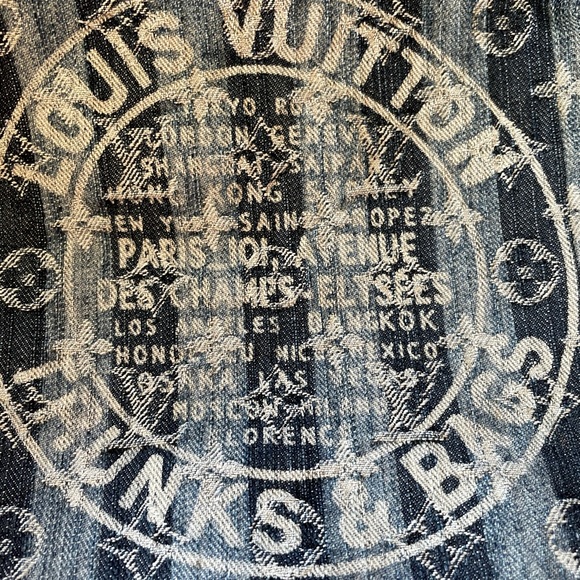 Louis Vuitton♥️Denim Cabas Raye GM Travel Bag 2 Way Duffle - Picture 4 of 15